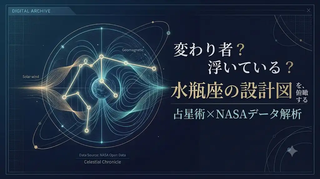 水瓶座を形づくる要素を「一枚の地図」として俯瞰する、本アーカイブのコンセプトを表現したアイキャッチ画像。