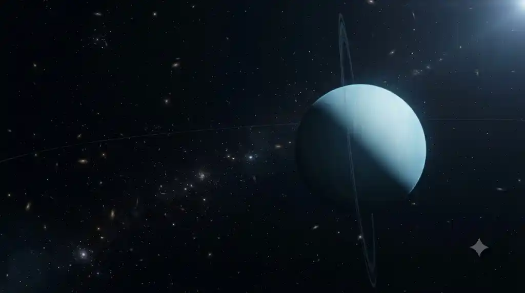 太陽系で唯一、97.77度横倒しになった状態で宇宙空間を自転する天王星