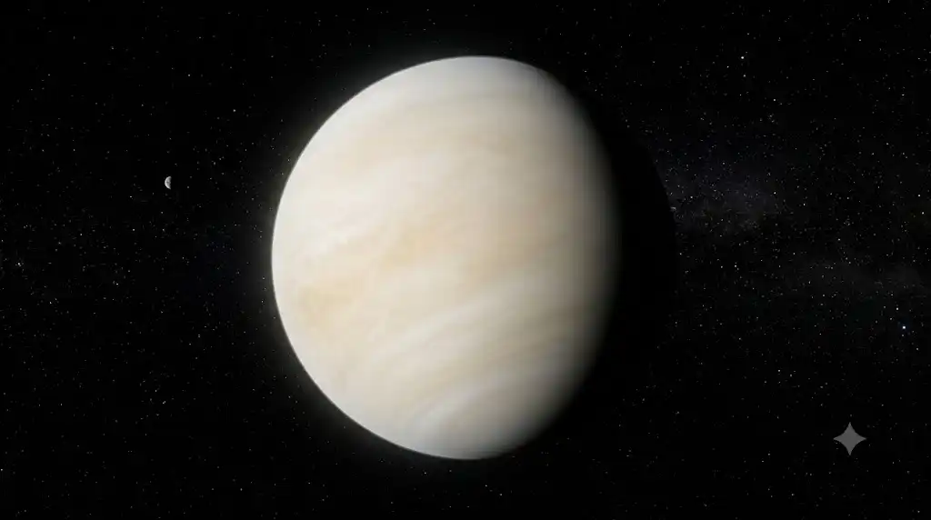 自転による歪みがほとんどなく、完璧な真球に近い姿を見せる金星の宇宙写真