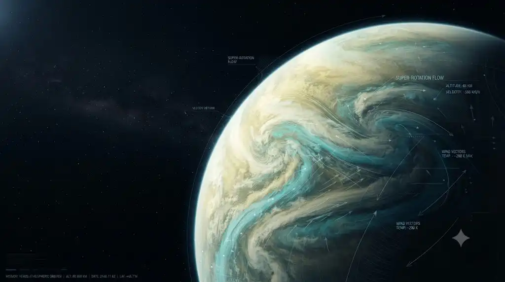 超音速の大気循環スーパーローテーションを起こす金星の科学的な宇宙画像
