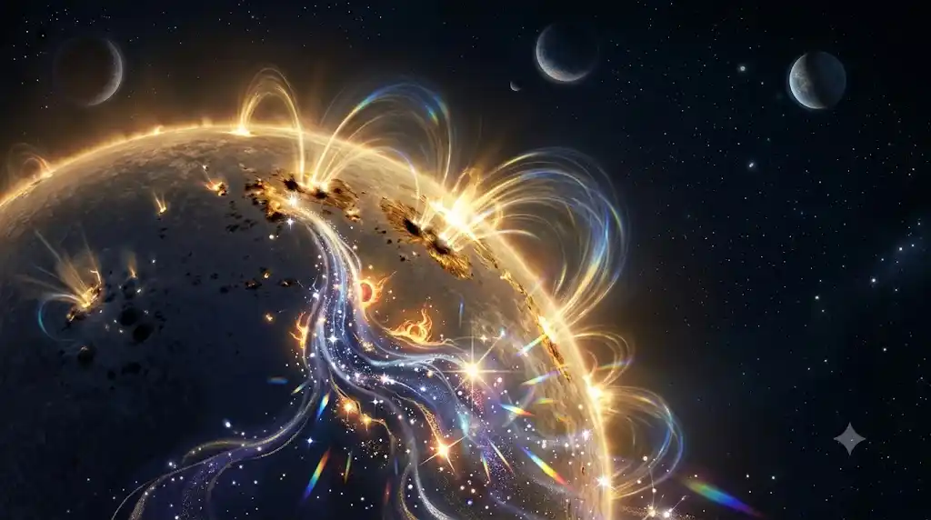 太陽活動の上昇期に黒点とフレアが発生し始める様子を捉えた宇宙科学画像