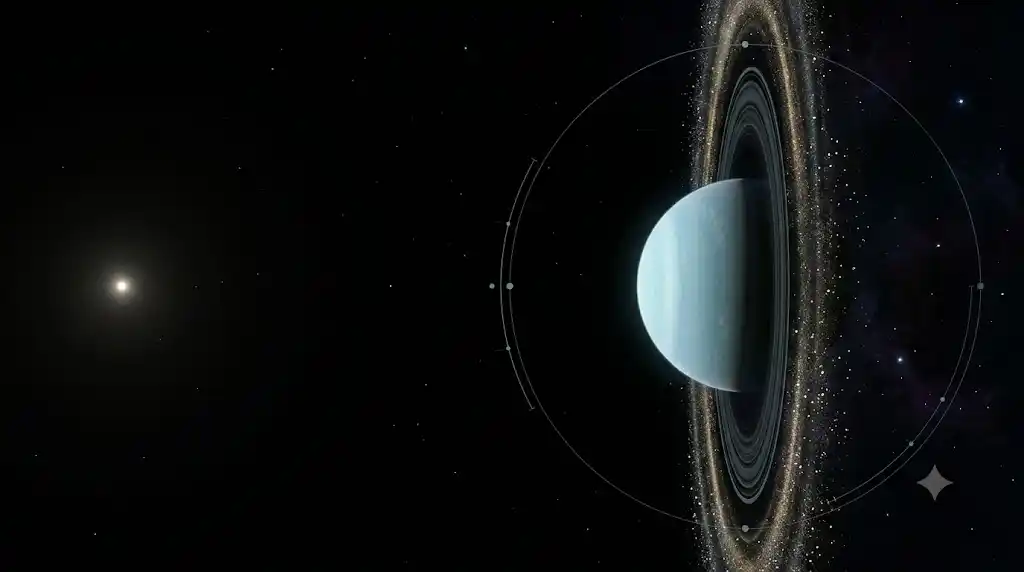 97.77度傾いたまま84年の公転軌道を静かに進む天王星の宇宙画像