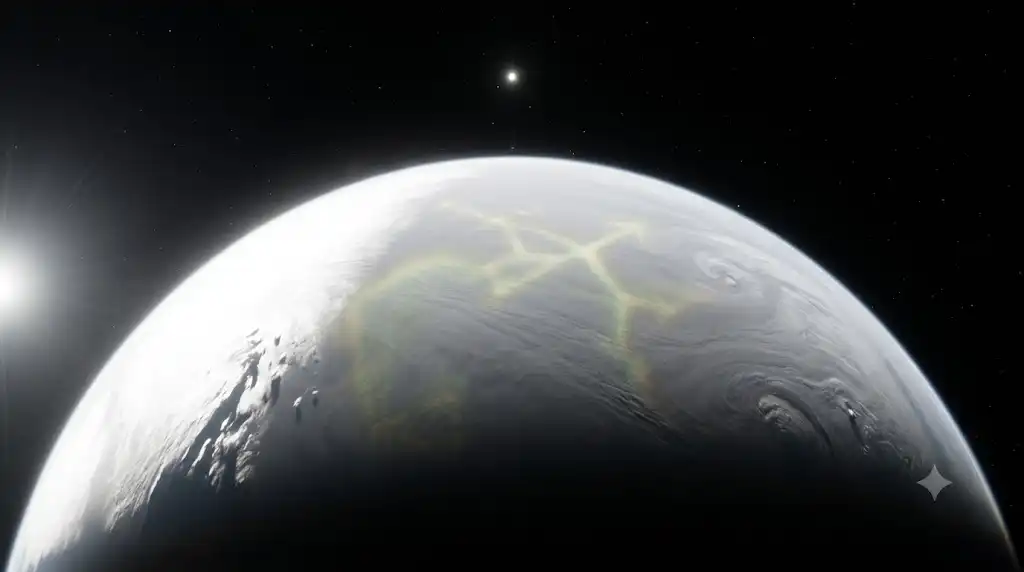 太陽光を強力に反射し、射手座の象徴がかすかに浮かぶ金星のNASA科学画像